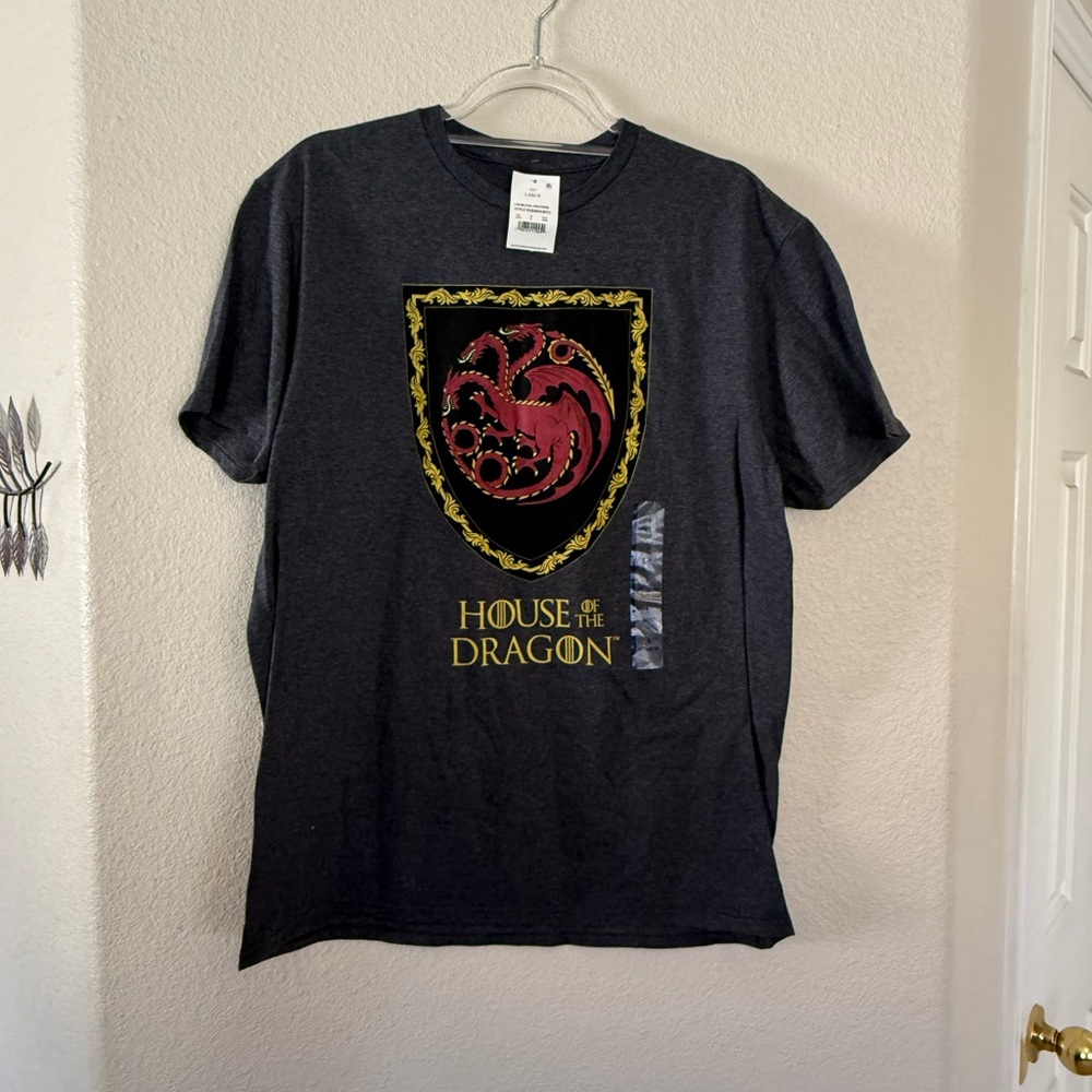 NWT House of the Dragon Charcoal Heather T-Shirt Size L